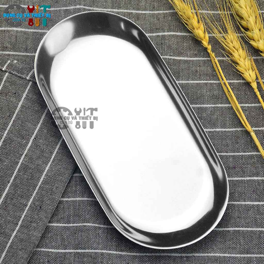 KHAY ĐĨA HÌNH BẦU DỤC INOX CAO CẤP