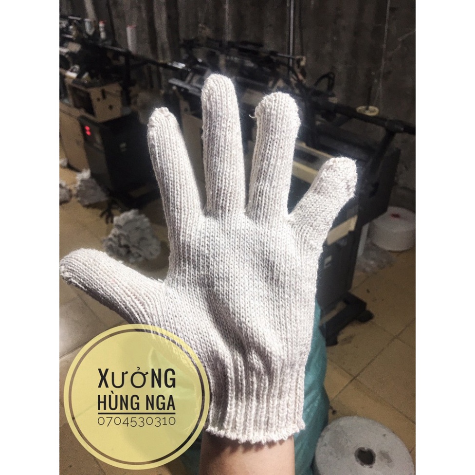 Bao tay vải len bảo hộ lao động sợi màu trắng kem 50g giá tại xưởng (2900đ/đôi) [DOO SAFETY]