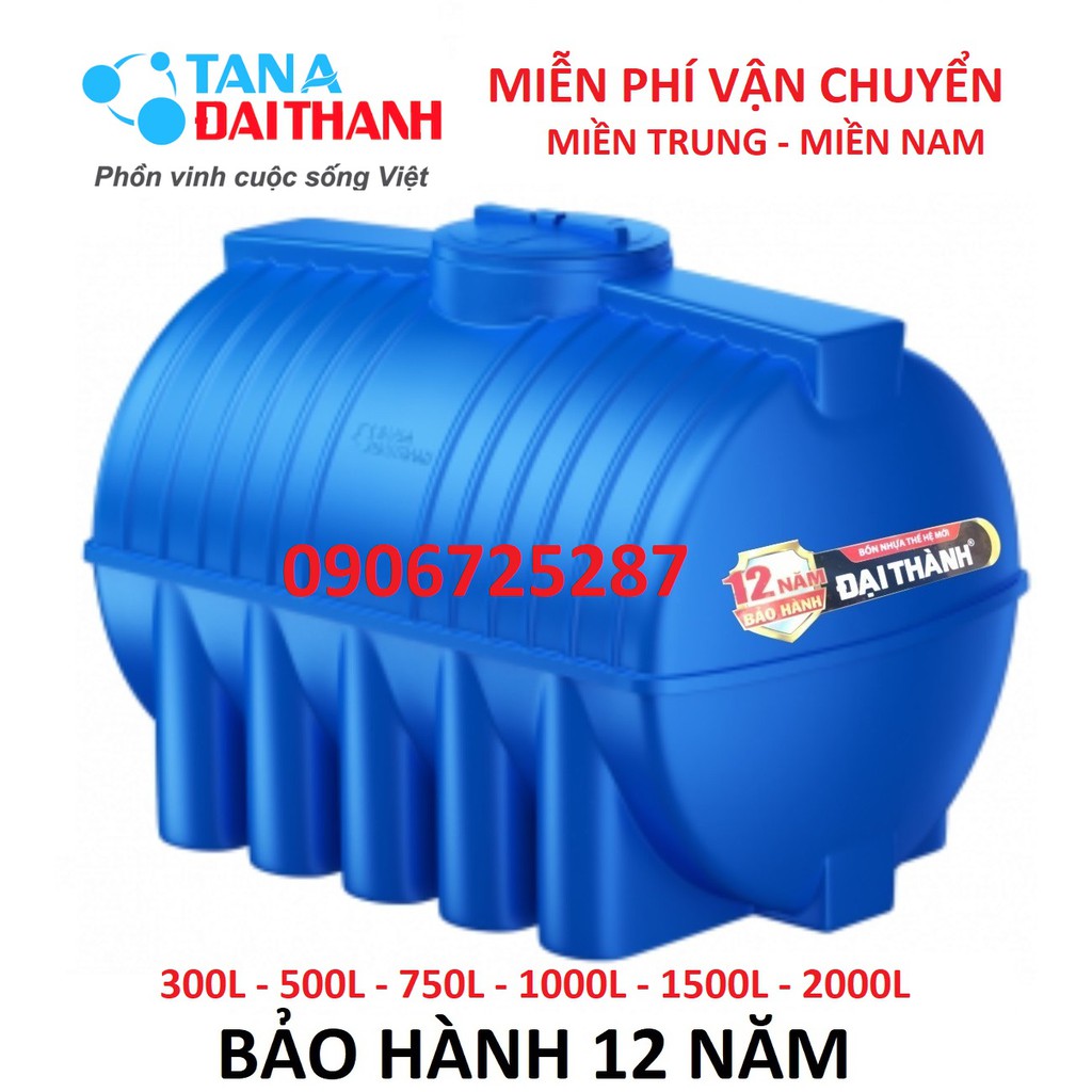 Bồn nước nhựa thế hệ mới nằm cao cấp Đại Thành ngang, bảo hành 12 năm