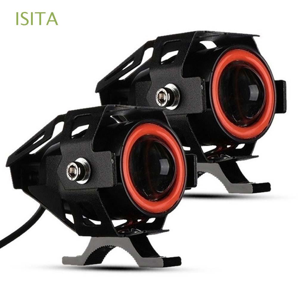 ISITA With Switch Driving Moto Spotlights MINI U7 Fog Light Motorcycle LED Headlight Car Accessories Super Bright LED Scooter Angel Eyes Decorative Lamp Motorbike Lights/Multicolor