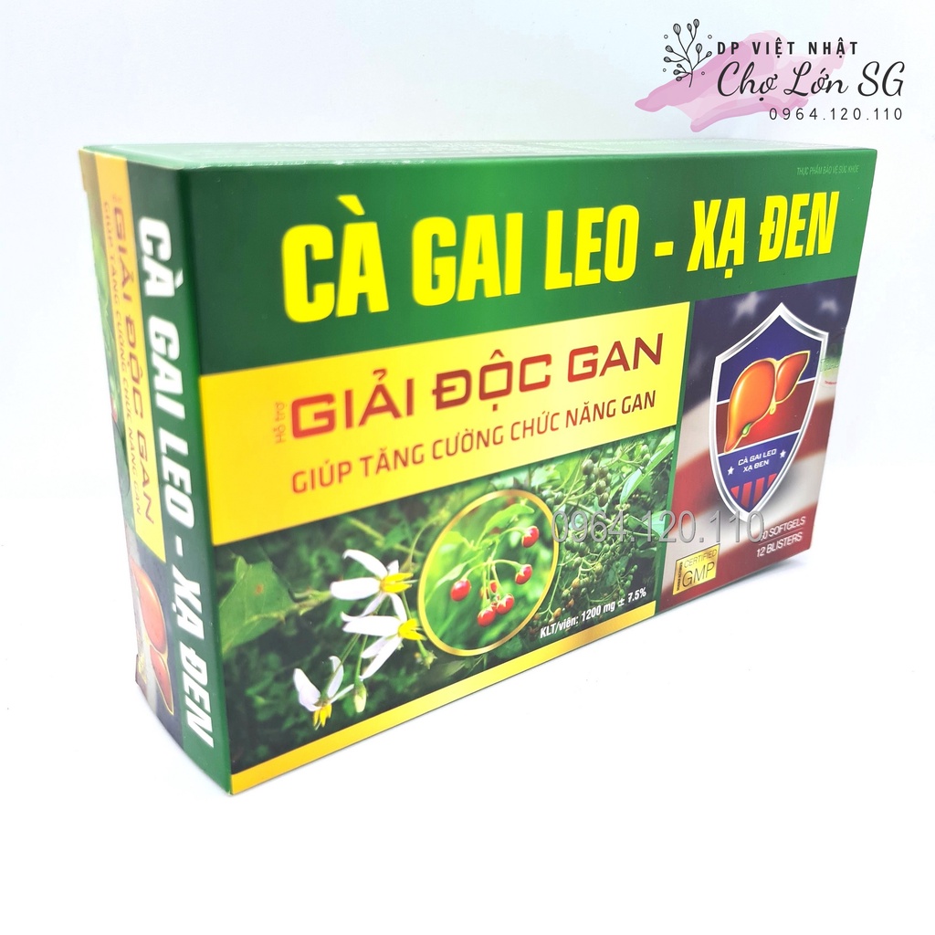 Viên uống CÀ GAI LEO XẠ ĐEN hỗ trợ giải độc gan, thanh nhiệt, mát gan - Hộp 60 viên