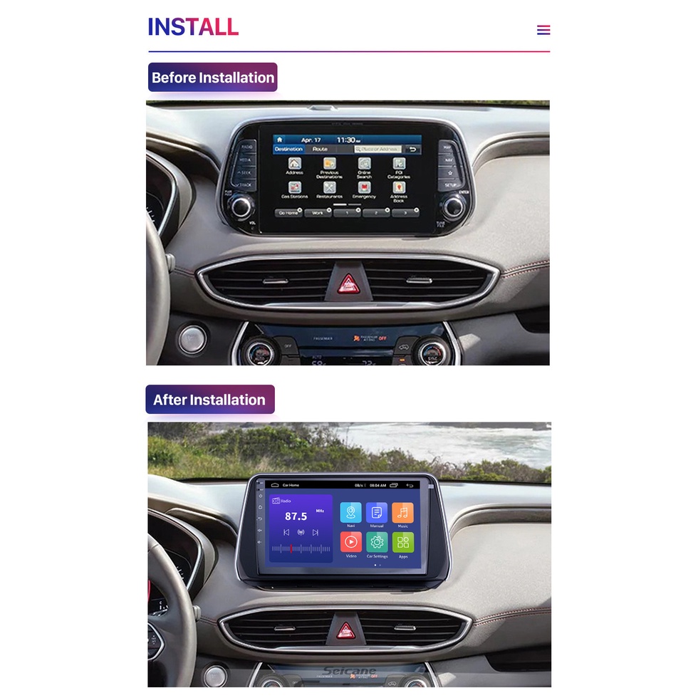 Mặt dưỡng màn hình DVD android 9” 10” HYUNDAI SANTAFE IX45 2008 2009 2010 2011 2012 2013 2014 2015 2016 2017 2018 2021