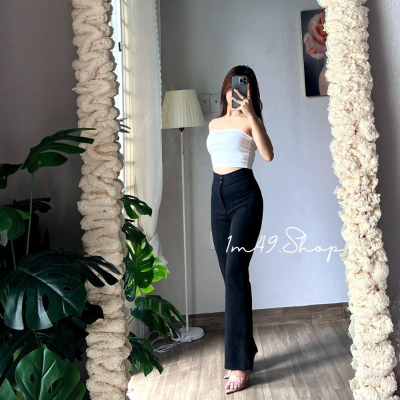 Quần Ống Loe Cạp Cao Tôn Dáng Chất Cát Hàn Co Giãn P104