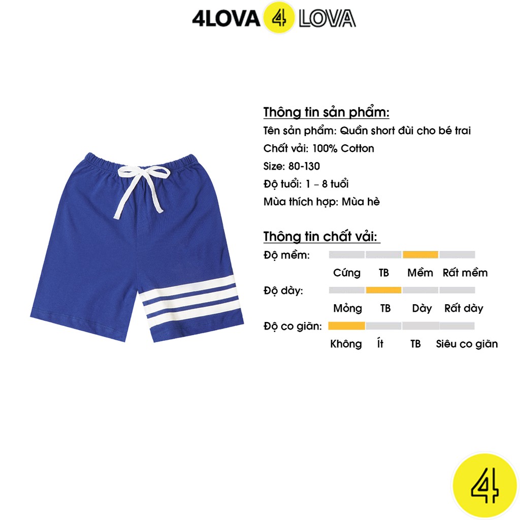 Quần short 4LOVA chất liệu cotton họa tiết cá tính cho bé trai