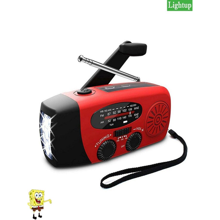 Đài phát thanh năng lượng mặt trời có thể bảo vệ Tay quay Dynamo được hỗ trợ thời tiết Đèn pin LED radio