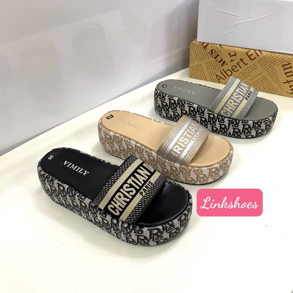 Dép Đế Dày Chống Trượt Thêu Họa Tiết xinh xắn thời trang 3 màu cao 5cm Avu store GV08