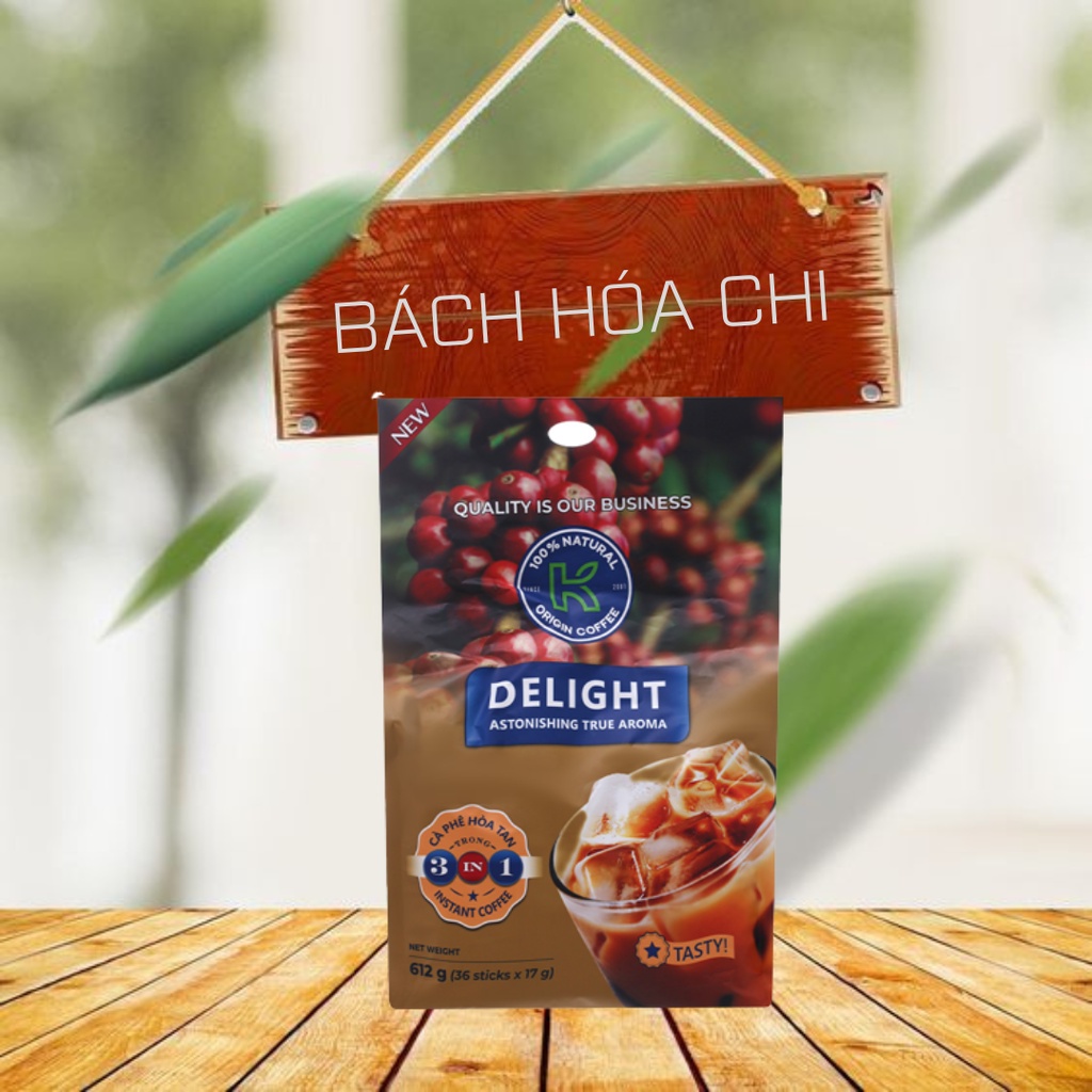 (36 gói) Cà phê hoà tan K Coffee Delight 3 in 1 612g