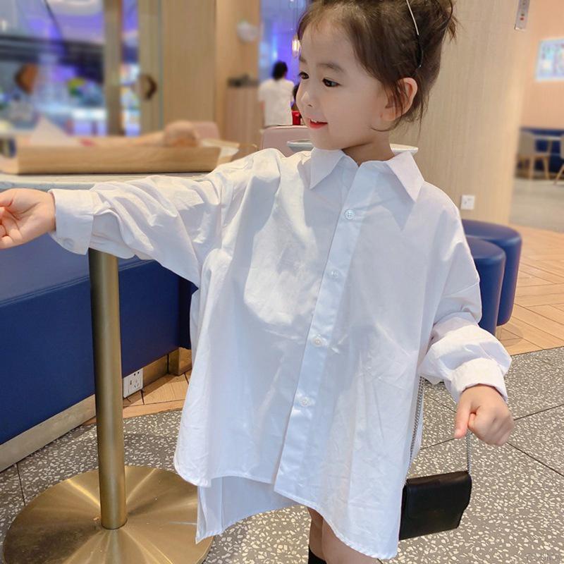Set Áo Sơ Mi Trắng Dáng Dài + Áo Không Tay Phong Cách Hàn Quốc Cho Bé Gái