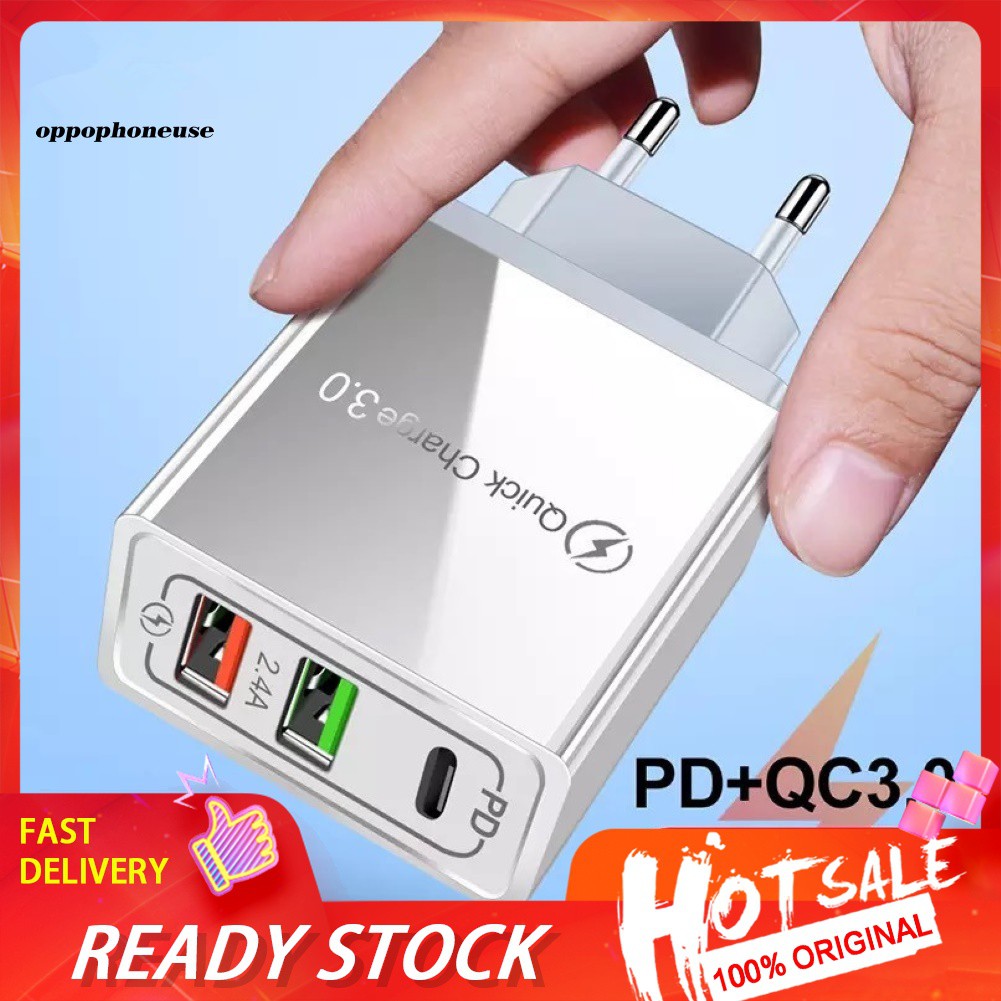 Bộ chuyển đổi sạc nhanh 3 cổng USB PD 18W QC3.0 dành cho điện thoại