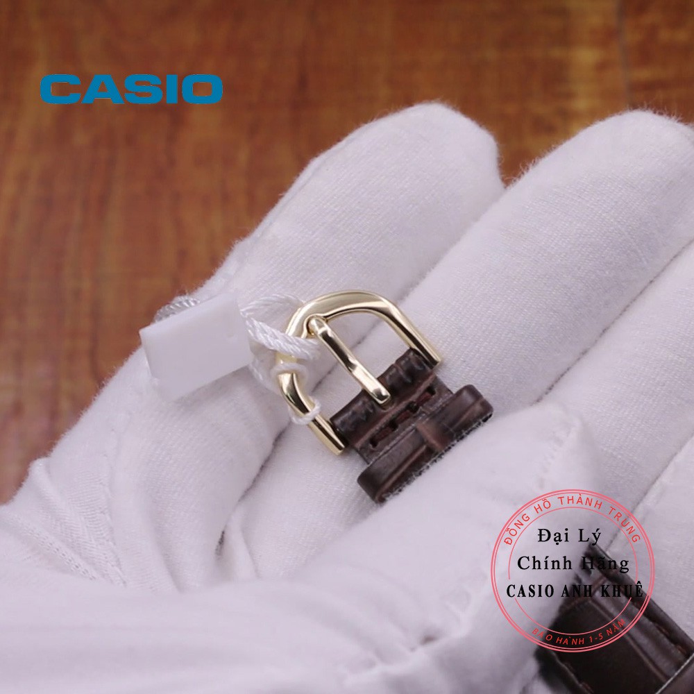 Đồng hồ nữ dây da Casio chính hãng LTP-V002GL-9BUDF mặt nhỏ số học trò