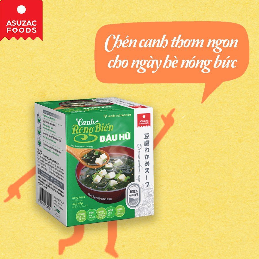 Hộp 12 Gói Canh Rong Biển Đậu Hủ Asuzac 48g (4g x 12 gói) Dinh Dưỡng Cao, Chay Mặn Đều Dùng Được - LAI'S STORE