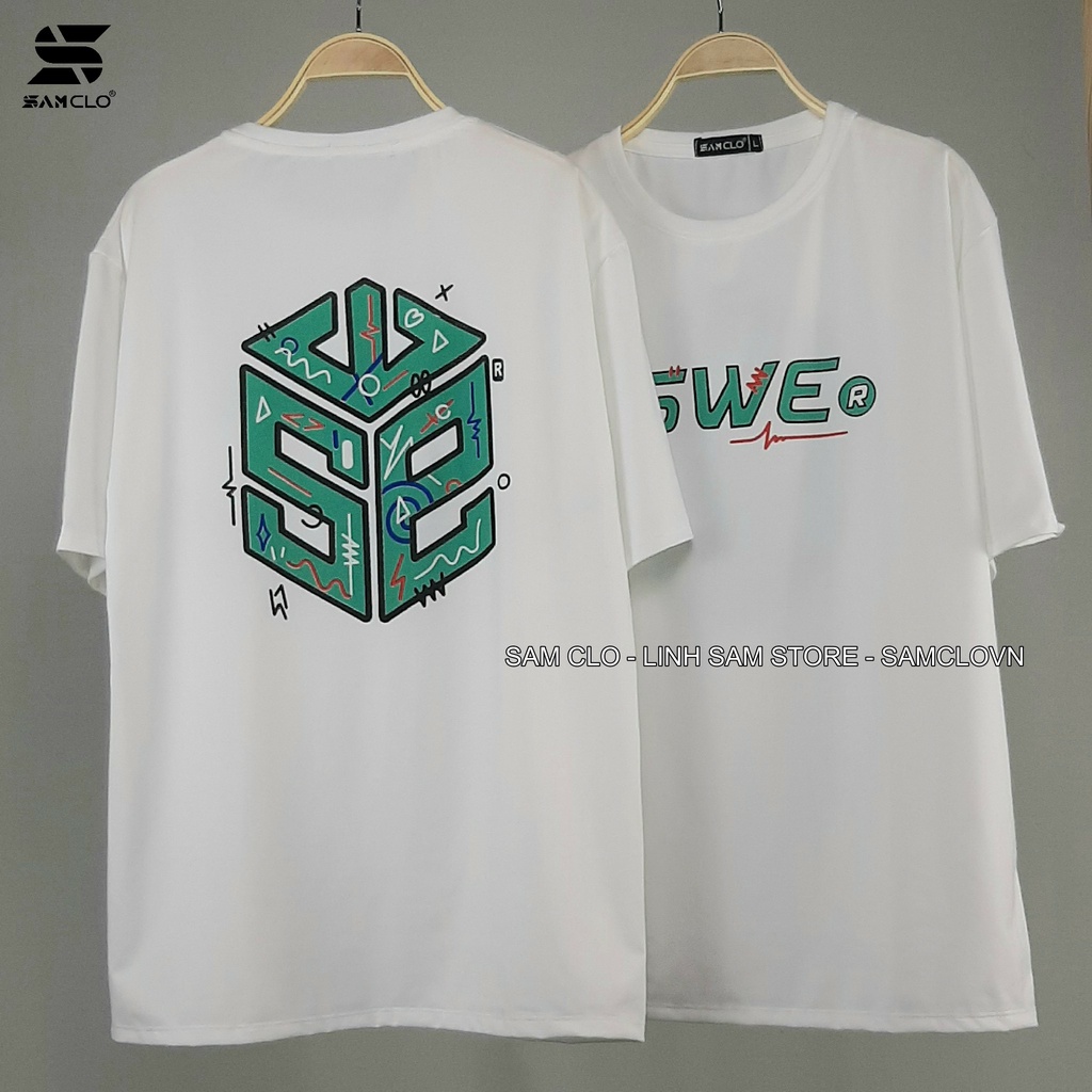 Áo thun tay lỡ nam nữ SAM CLO phông form rộng dáng Unisex - Ulzzang mặc cặp, nhóm, lớp in hình LOGO CHỮ SWE
