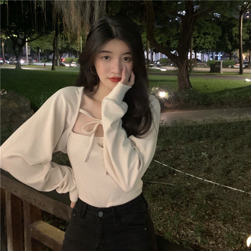 Áo Cardigan Hai Dây Buộc Dây Họa Tiết Sọc Caro Thời Trang 2022 Mới