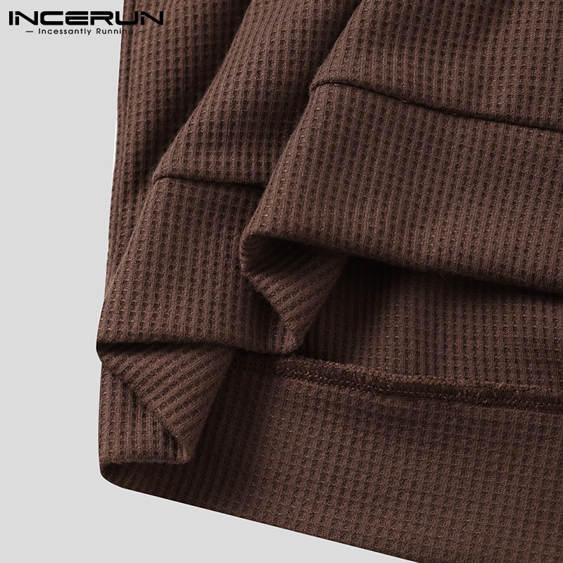 Áo thun INCERUN trơn tay ngắn dáng rộng 3 màu sắc tùy chọn đơn giản dành cho nam giới