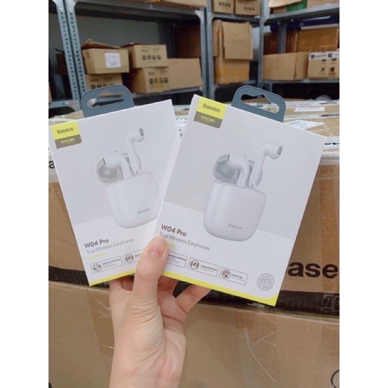 Tai nghe không dây baseus W04 Pro bản sạc không dây chính hãng- Tai nghe Bluetooth baseus encok tws w04 pro sạc nhanh