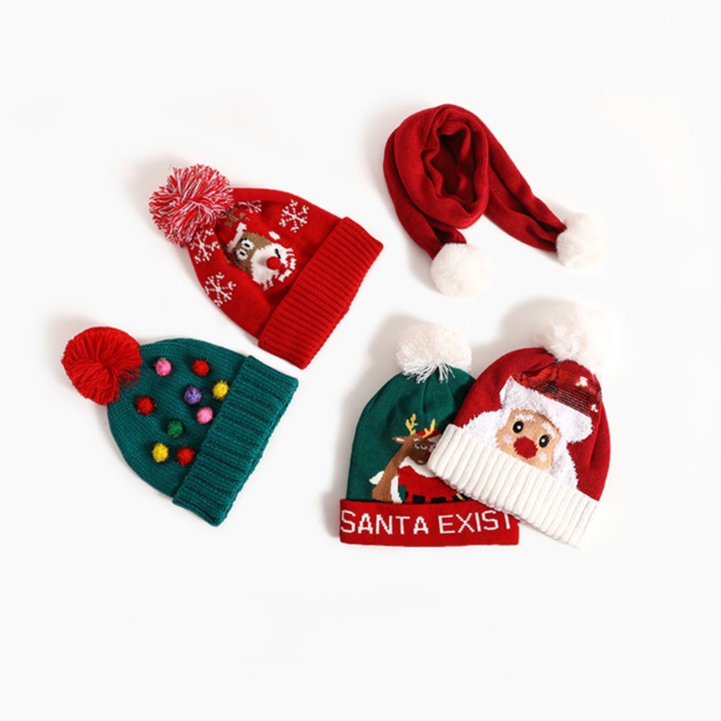 Set Mũ beanie + Khăn Choàng Cổ Hoạ Tiết Giáng Sinh Hoạt Hình Cho Bé