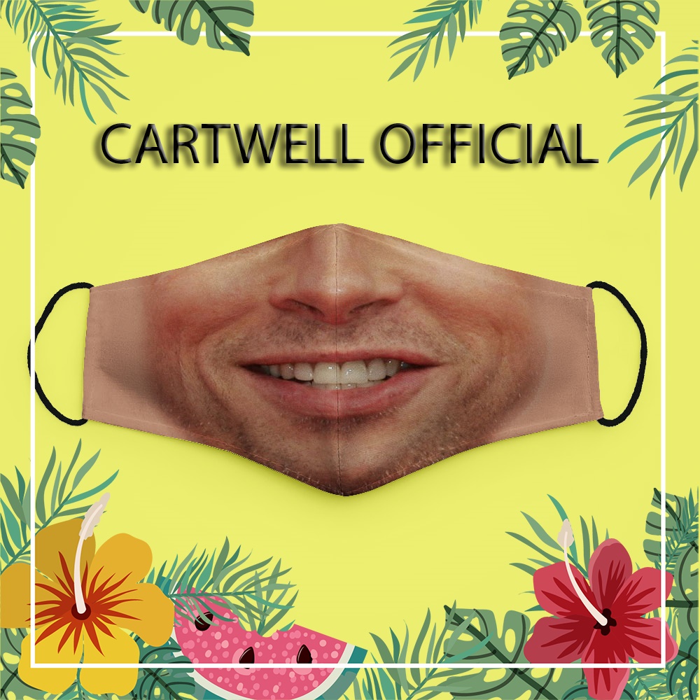 Khẩu trang vải chảy nước mũi miệng cười quỷ mặt cười hình BradPitt CARTWELL chống nắng dễ thở dày 2 lớp vải cotton 100%