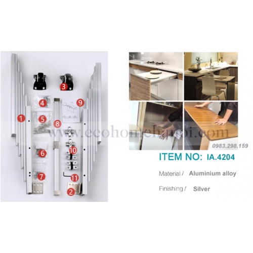 Phụ kiện ray bàn thông minh mở rộng xếp gọn hợp kim nhôm hàng dầy dặn