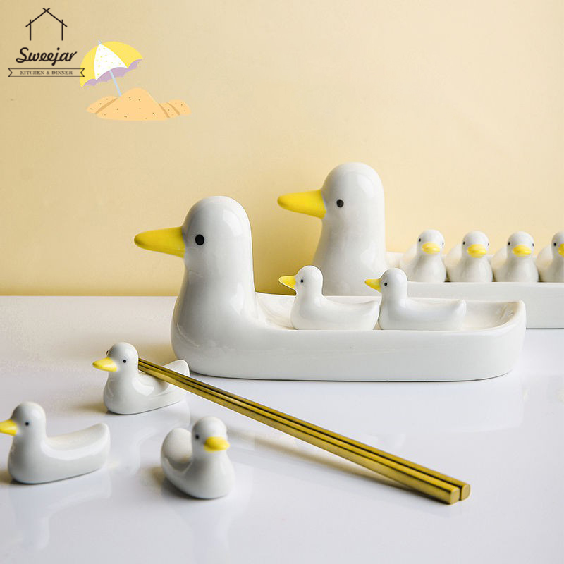 Set giá gác đũa muỗng SWEEJAR thiết kế hình vịt đáng yêu xinh xắn
