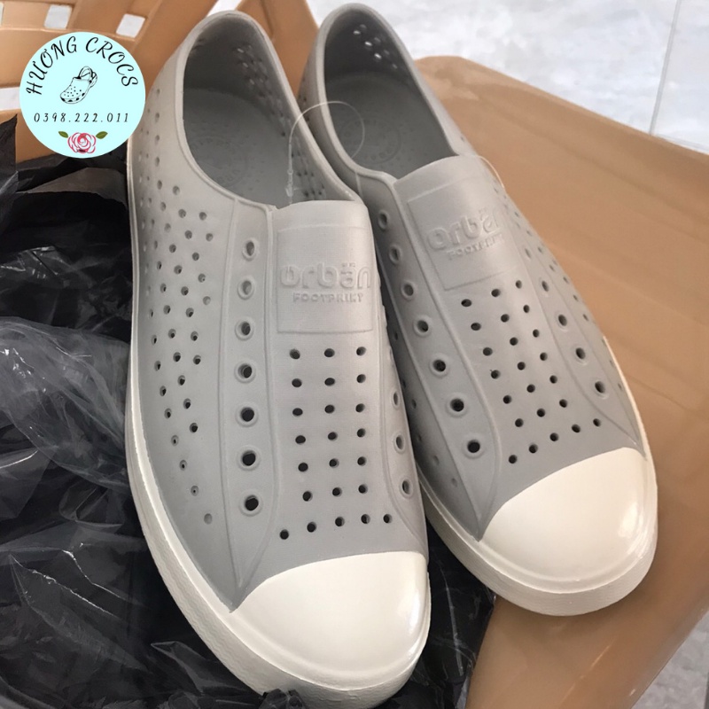 [Tặng 10 jibit] Giày Orban màu ghi đế trắng, Giày nhựa đi mưa chất liệu EV.A Phylon siêu mềm nhẹ và không thấm nước | BigBuy360 - bigbuy360.vn