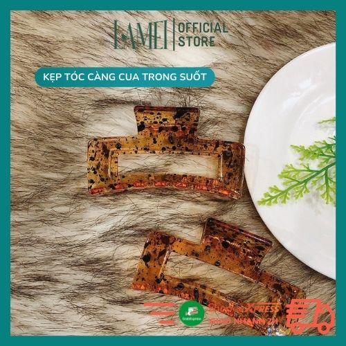 Kẹp tóc hàn quốc hot trend - Kẹp càng cua trong suốt chấm đen màu trong sang chảnh tiểu thư