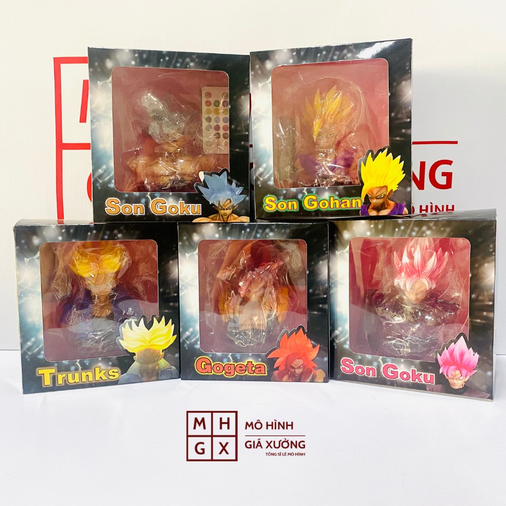 Mô hình Dragon Ball SonGoku , SonGohan , Gogeta , Trunks bán thân + có led cao 16-18cm , figure 7 viên ngọc rồng sogoku