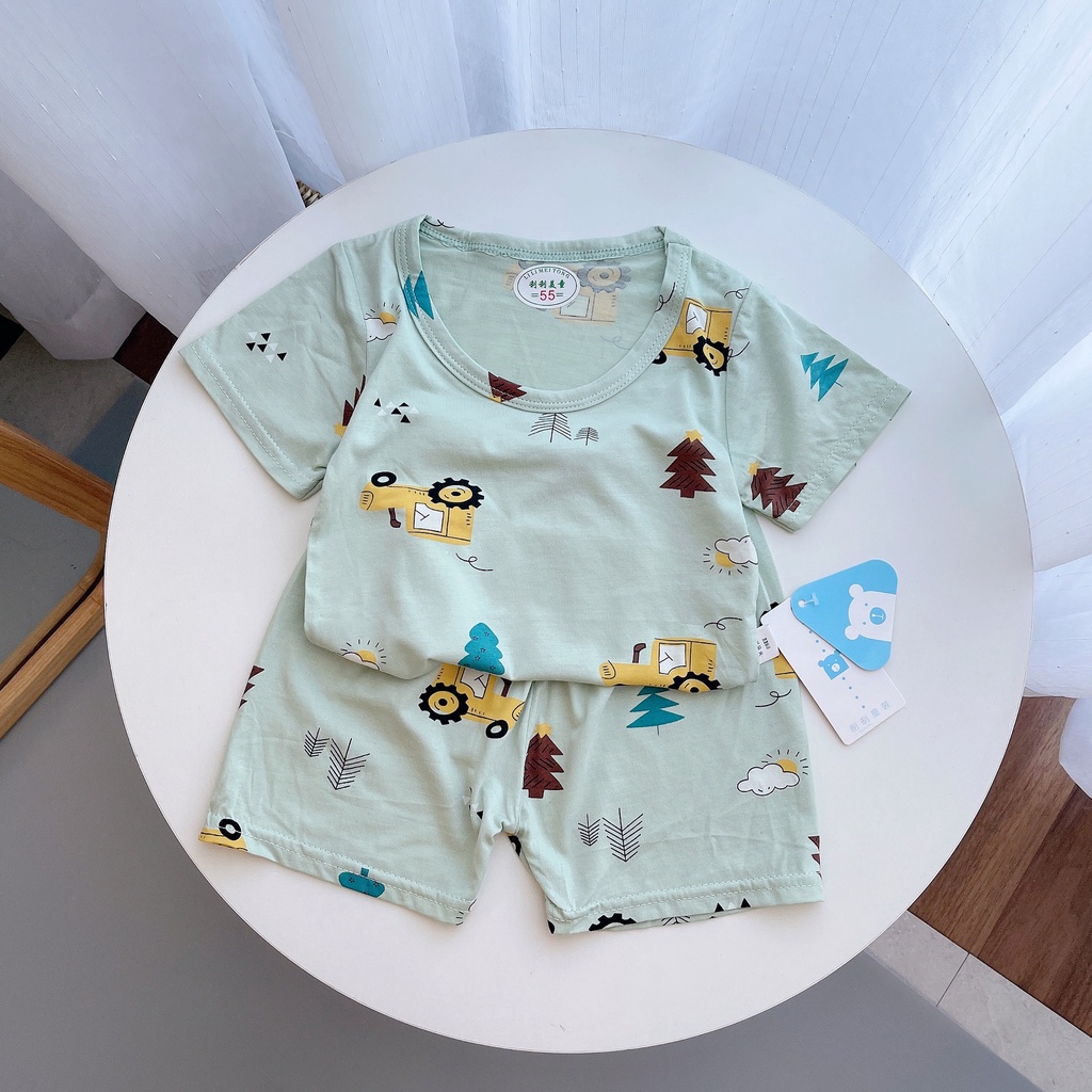 BỘ BÉ TRAI 100% COTTON GIẤY LẠNH MÁT NHẸ NGÀY HÈ BẢNG MÀU 1