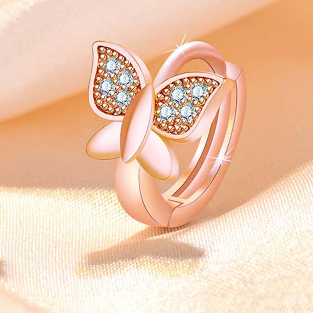 Vanes1 Bông Tai Tròn Hình Bướm Hoa Hồng Hàng Ngày|Khuyên Tai Hình Bướm Màu Sắc Thanh Lịch Thời Trang|Khuyên Tai Kim Loại Màu Sắc Phong Cách Hàn Quốc Cho Nữ