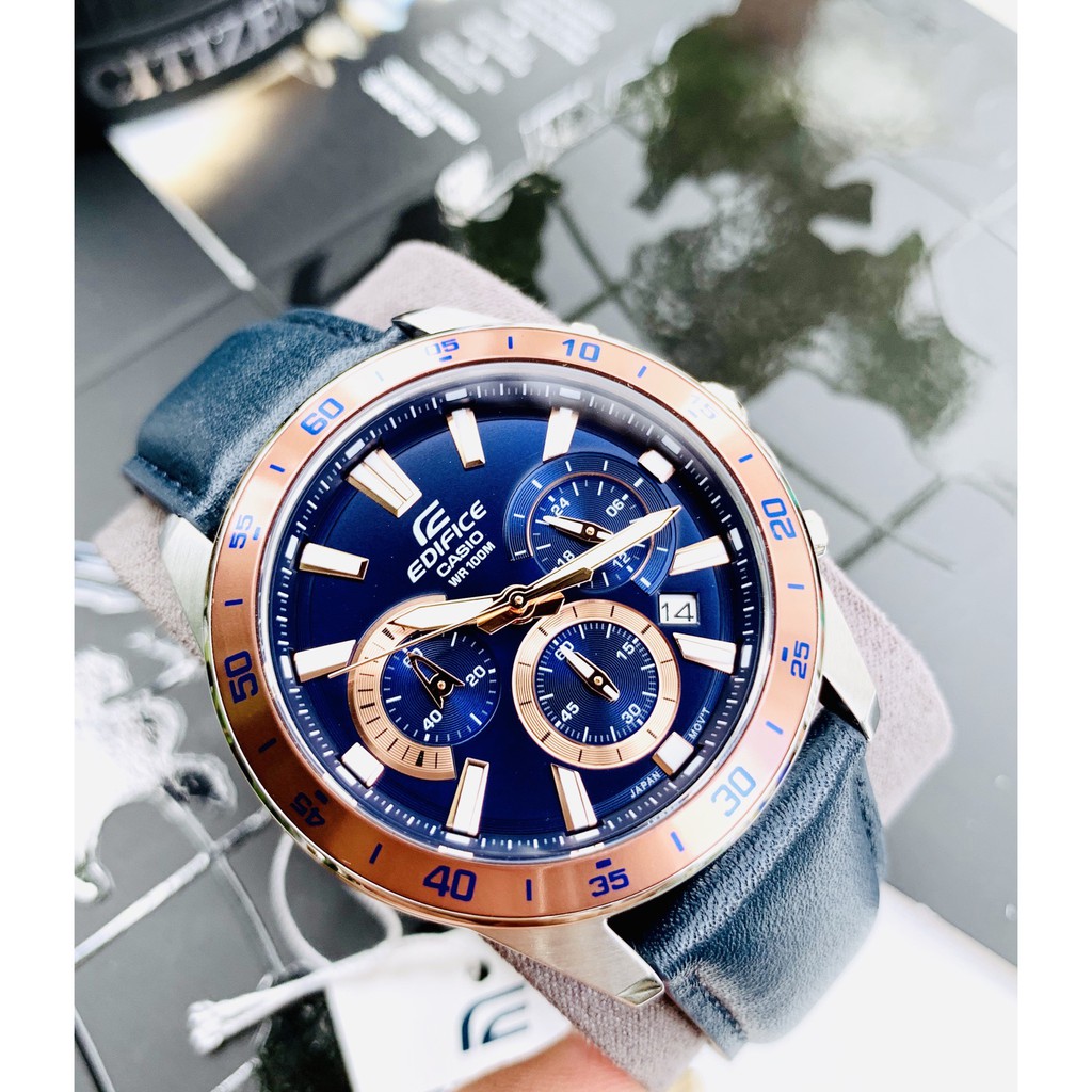 Đồng Hồ Nam Casio Dây da 🍁FREESHIP🍁 Giảm 50k Khi Nhập Mã [CASIONAM] Đồng Hồ Casio Edifice Chính Hãng