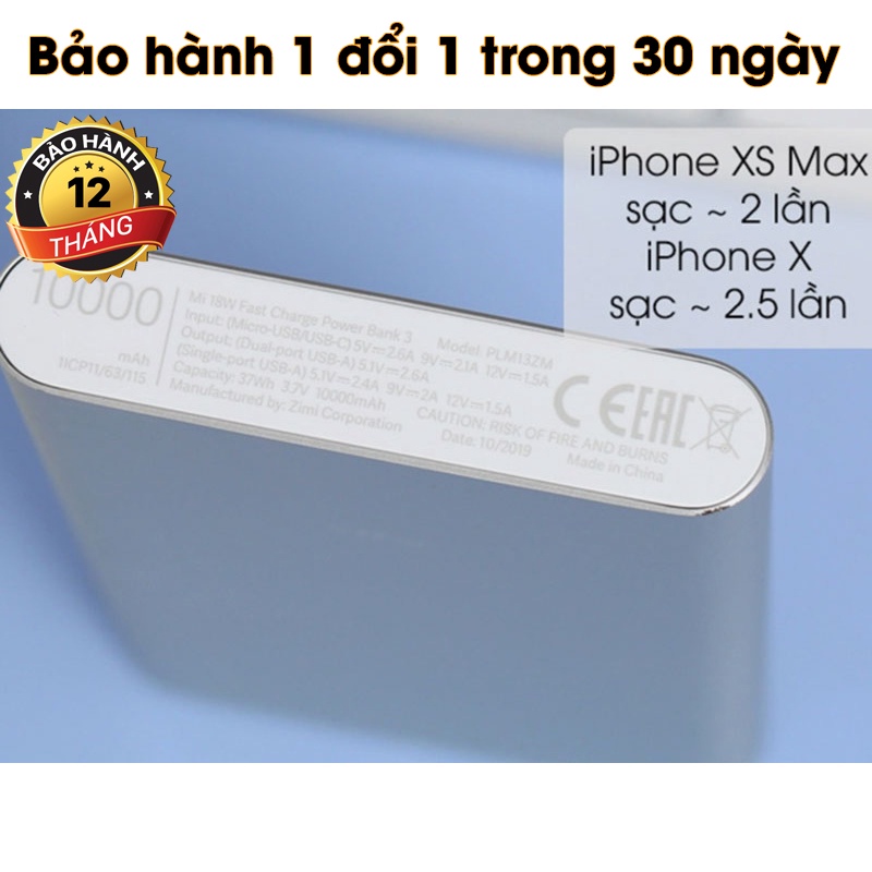 💥Sạc Dự Phòng Gen 3 💥SANG TRỌNG/Dung lượng 10000mAh Chuẩn Dung Lượng, Tích Hợp Sạc Nhanh