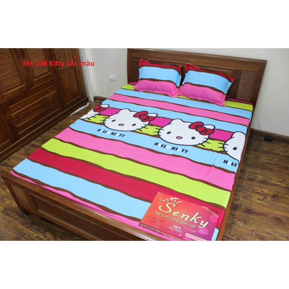 Bộ drap giường coton nhung Hello Kitty (chọn mẫu)