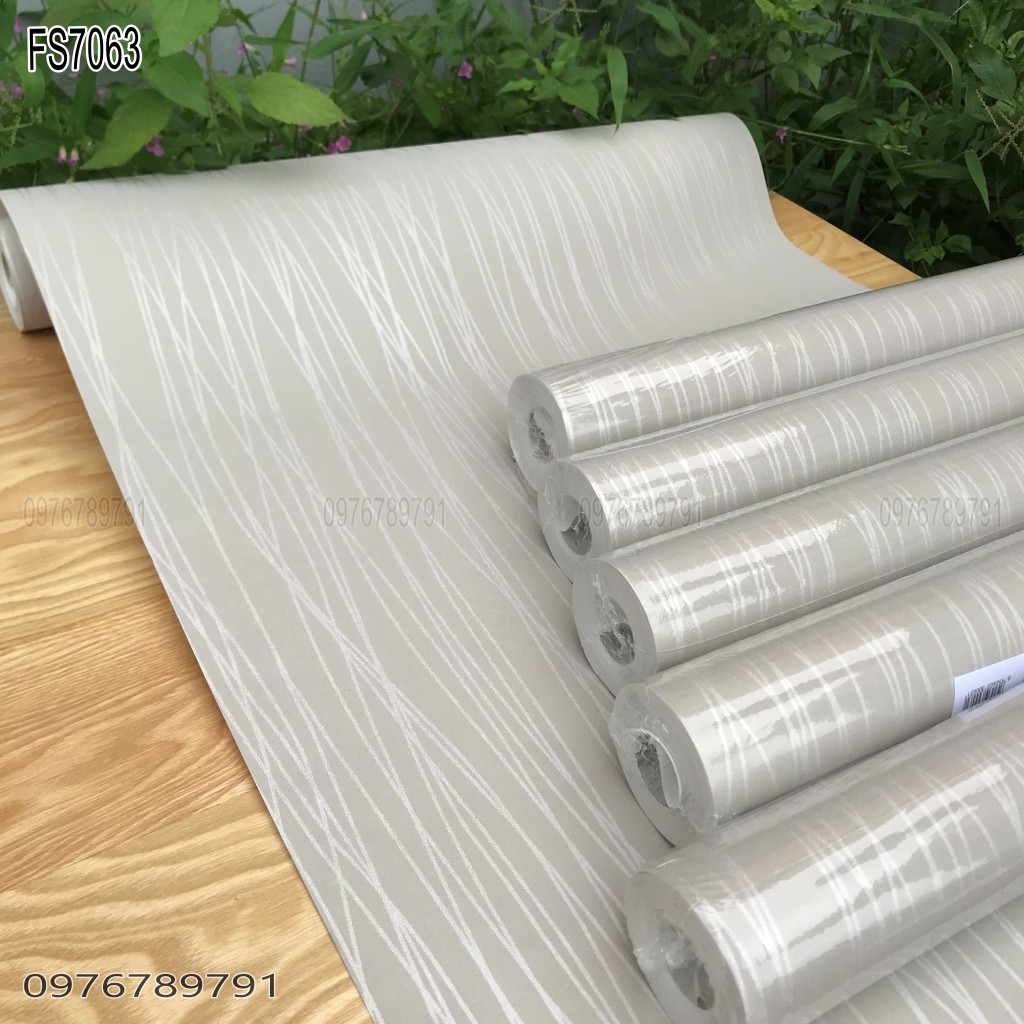10m Giấy Dán Tường Vân Chỉ Nghệ Thuật Màu Xám FS7063 Cho Phòng Khách Phòng Ngủ Lụa Keo Sữa Dán Ngoài Khổ 53 cm