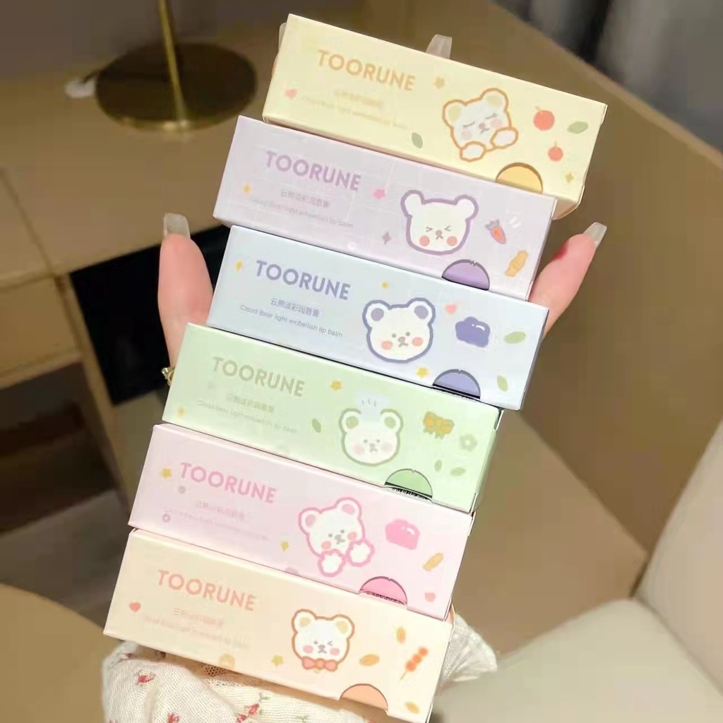 Son môi dưỡng TOORUNE TRUN06 thiết kế vỏ hình gấu dễ thương cho đôi môi căng mọng