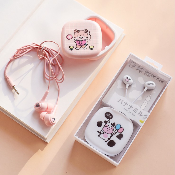 Tai Nghe Hàn Quốc In Ear Cô Bé Đáng Yêu - MIN Style C, Bộ Tai Nghe Và Hộp Đựng Sang Trọng - MIN STORE