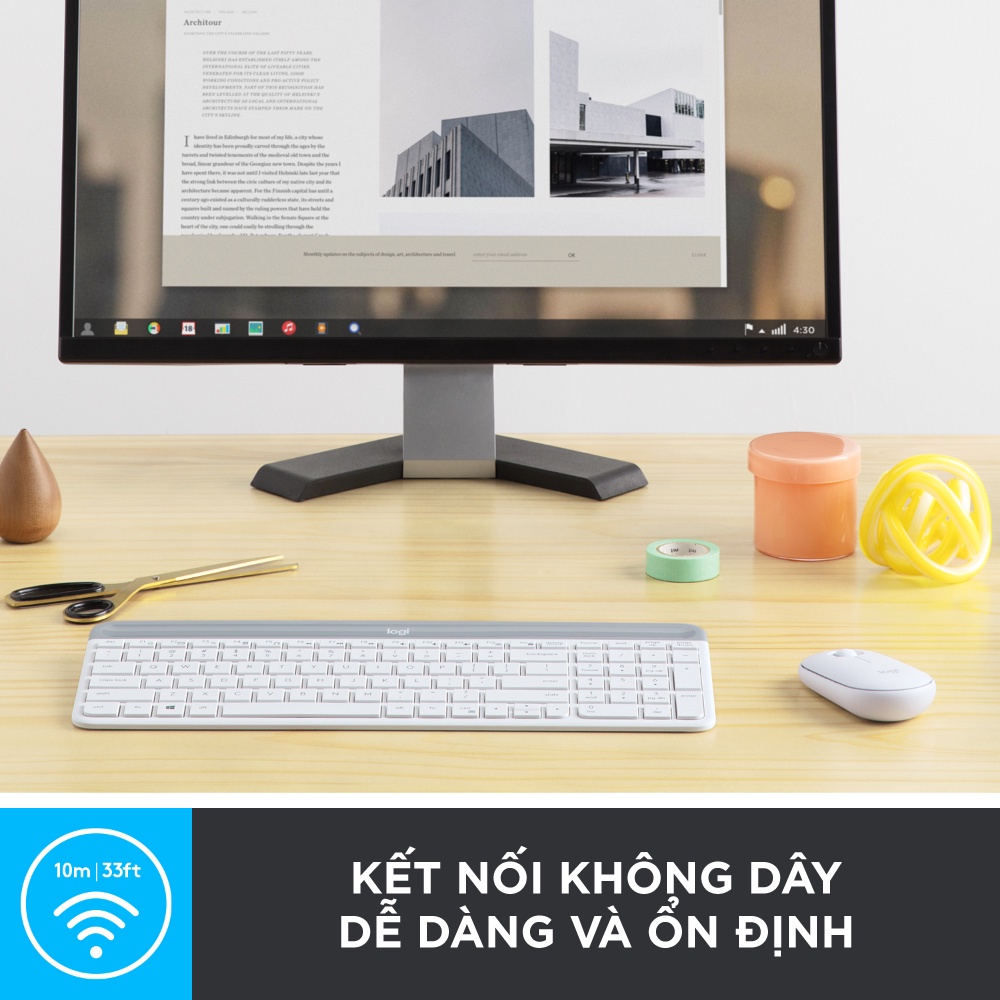 Bộ bàn phím chuột Logitech Wireless Combo MK470 Slim - Hàng Chính Hãng