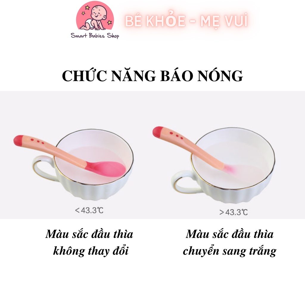 Thìa Ăn Dặm Đầu Silicol Mềm Có Báo Nóng, An Toàn Cho Bé