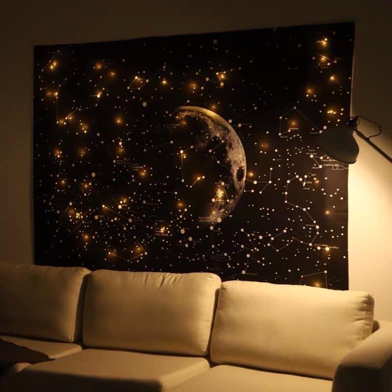 Vải treo tường Decor phòng in hình Galaxy