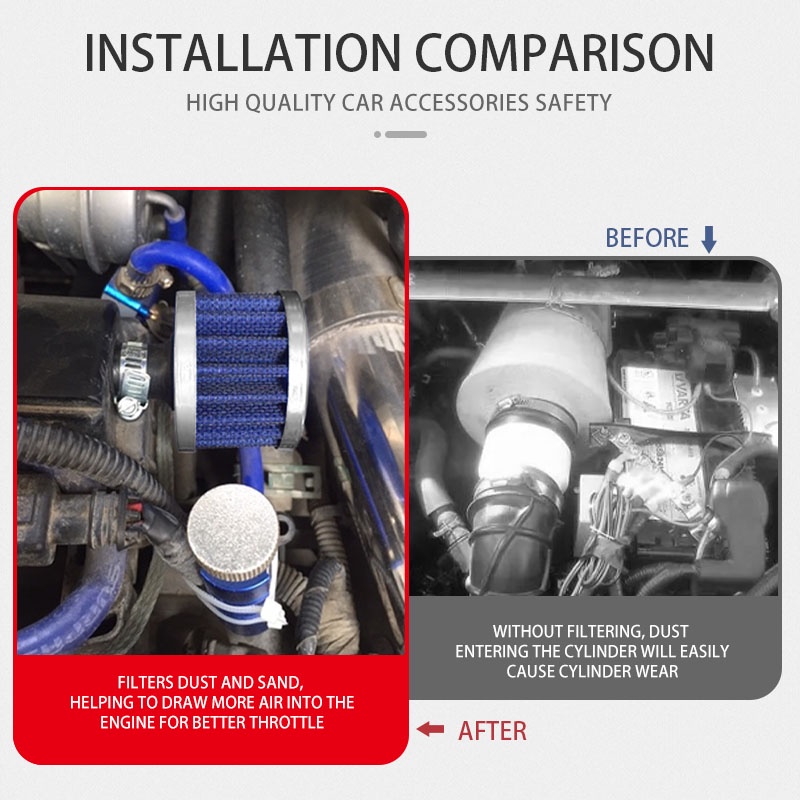 Bộ lọc khí nạp vào ô tô bằng sợi carbon Bộ lọc đa năng Chống rỉ Tự động Làm sạch Dòng lạnh Động cơ Làm sạch động cơ Bộ lọc không khí Bộ phận thay thế Phụ kiện nội thất ô tô
