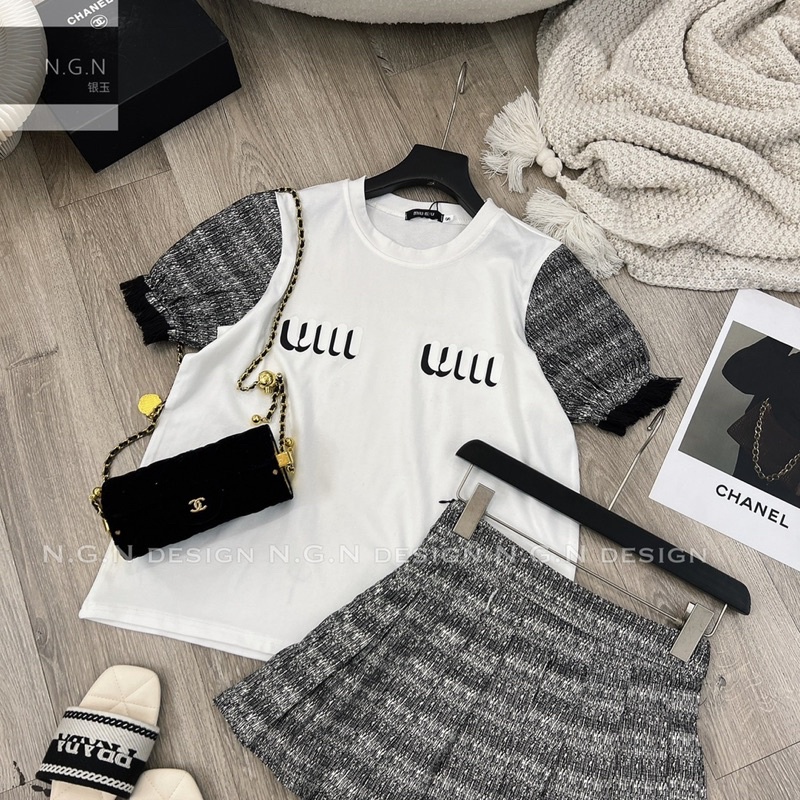 Sét áo phông miu miuu + chân váy