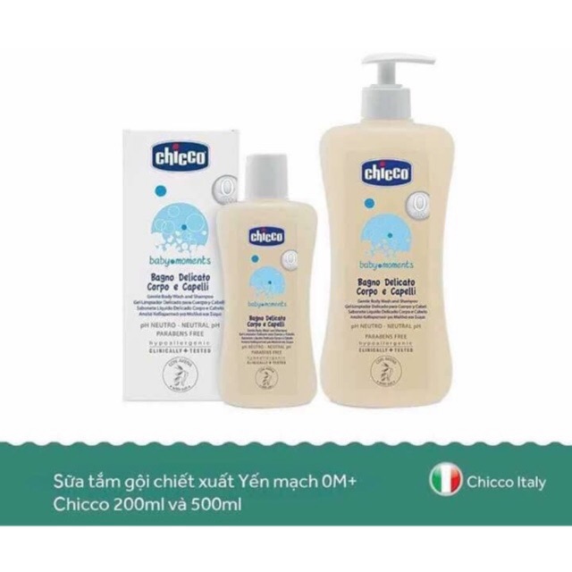 Sữa tắm chiết xuất Yến mạch CHICCO Ý 200ml/500ml