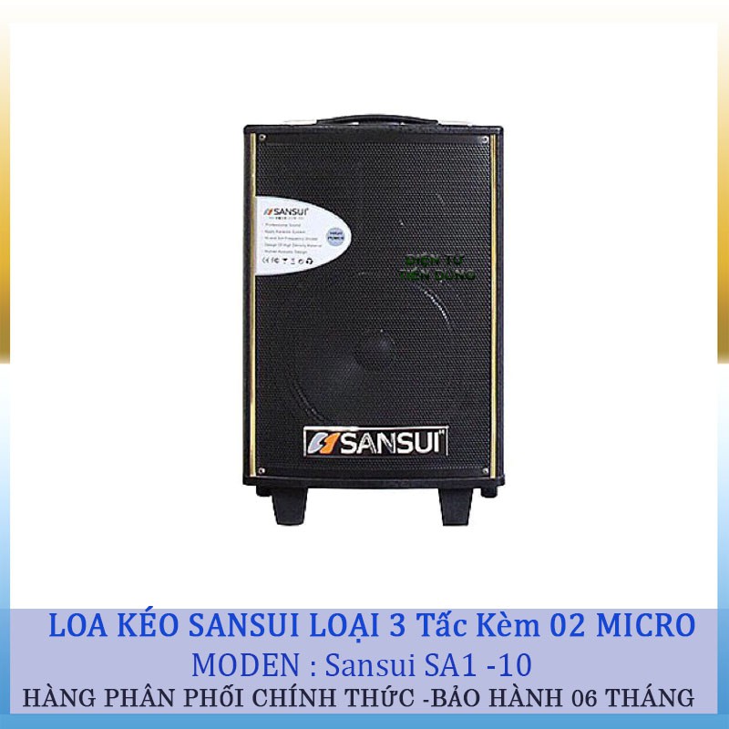 LOA KÉO KARAOKE SANSUI SA1-10 LOA KẸO KÉO BLUETOOTH KÈM 2 MICRO - DÒNG LOA KÉO KAY