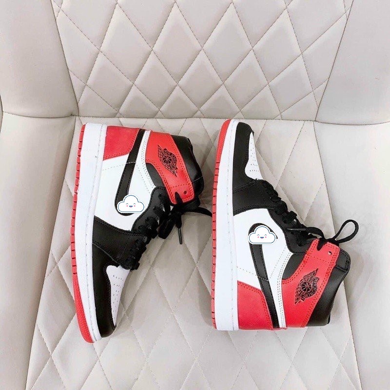 Giày thể thao air Jordan đỏ đen cổ cao, Giày JD1 high OG Black Toe màu đỏ nam nữ cực xinh phong cách