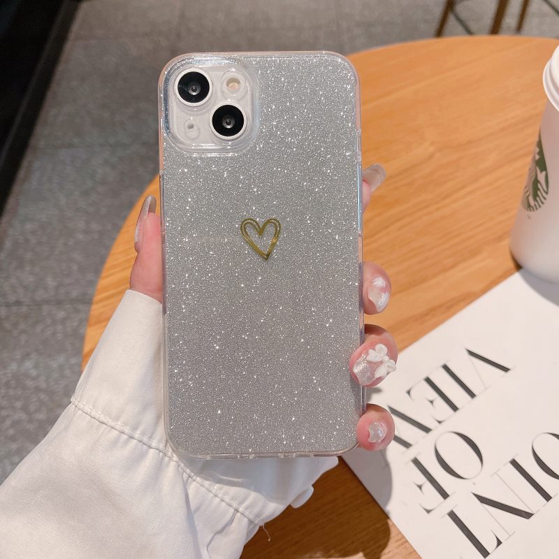 Ốp Điện Thoại Silicon Dẻo Trong Suốt Họa Tiết Trái Tim Lấp Lánh Cho IPhone 11 12 13 14 Pro Max 13 Pro Xs Max X Xr 7 8 Plus