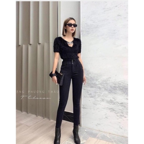 Quần jean nữ lưng cao BIGSIZE  skinny cạp cao 3 khuy co dãn 4 chiều chất đẹp loại 1  PONY68 | BigBuy360 - bigbuy360.vn