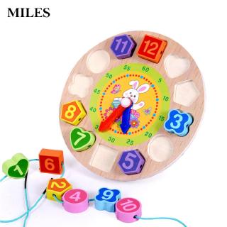 Educational Toy Wooden Baby Geometry Clock Colorful Puzzle Digital Classic