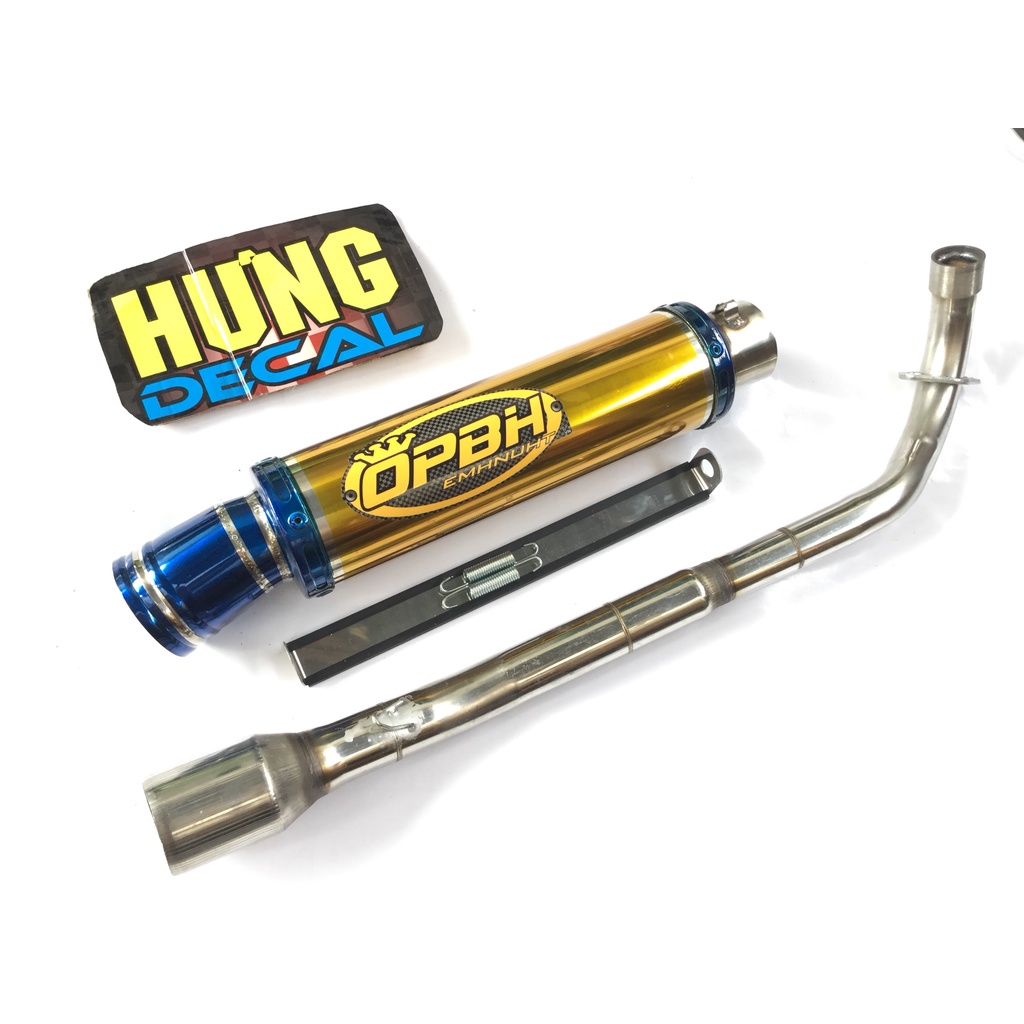 Bộ pô OBPH VÀNG FULL CỔ INOX THẲNG WAVE, SI, CUP, DREAM, EXCITER, WINER, SONIC, RAIDER FI, SATRIA, GSX