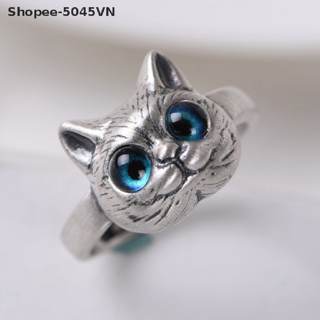 [rain] 2022! Nhẫn Hở Hình Mèo Con Dễ Thương Phong Cách Vintage