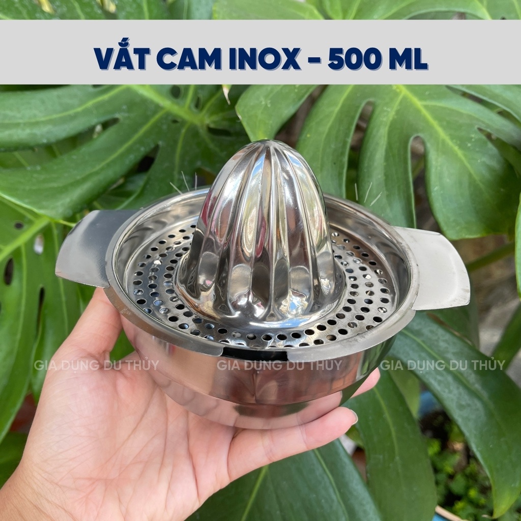 Vắt nước cam Inox 500ml chất liệu inox, nhựa acrylic không mùi an toàn cho sức khỏe, màu trắng-xanh-cam-hồng-lá-dương