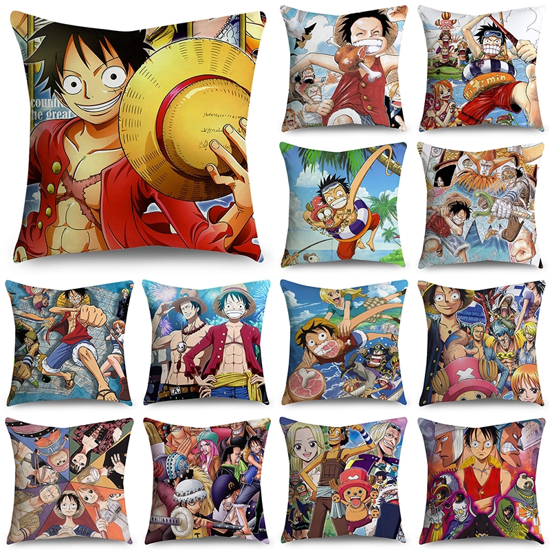 Vỏ Gối Vuông Có In Hình Hoạt Hình One Piece Cao Cấp
