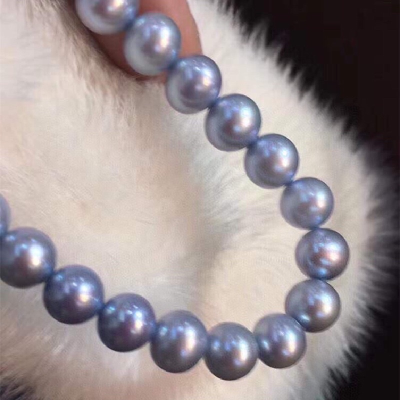 Vòng cổ hạt xám 7ly gần tròn